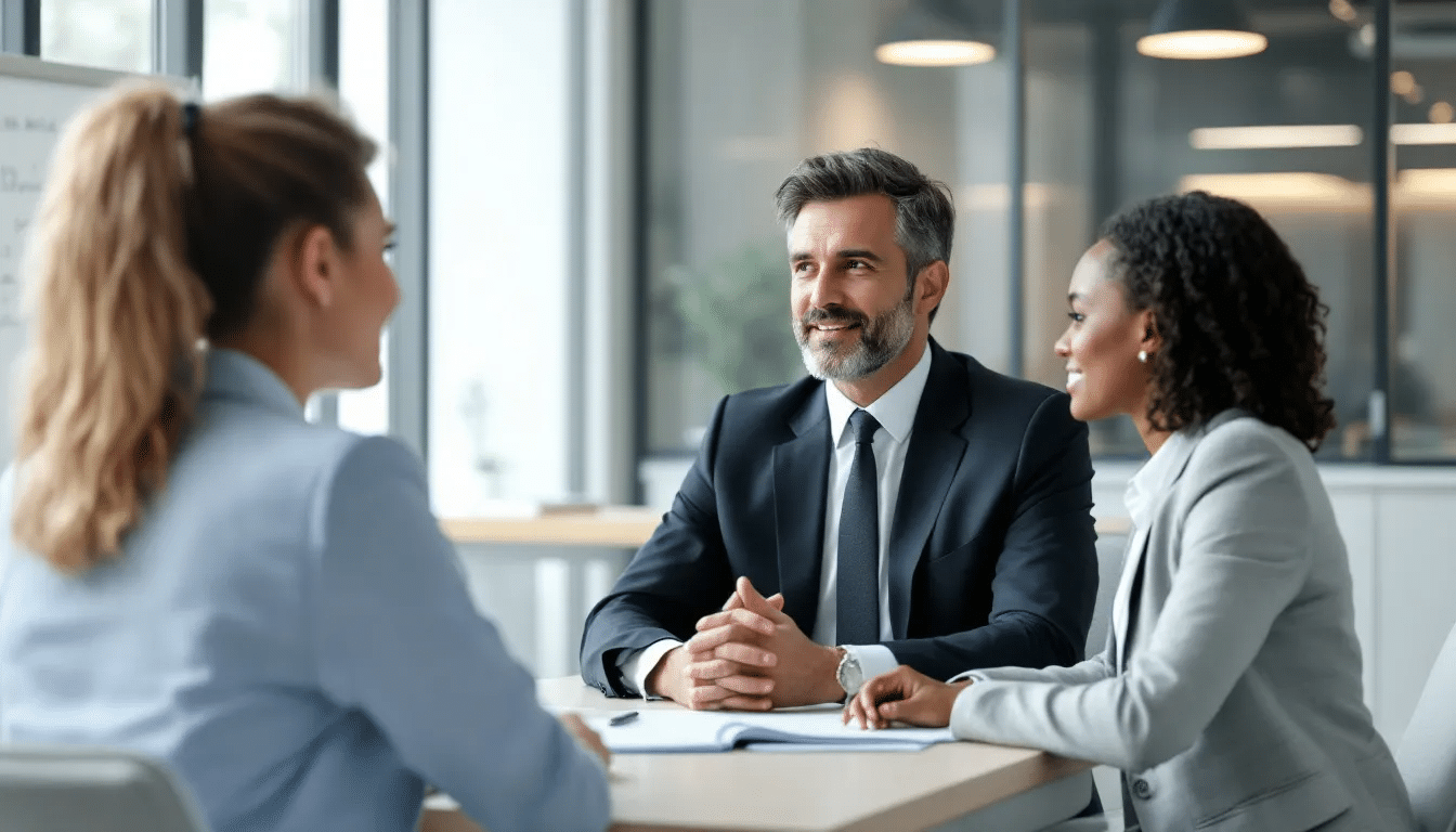 A mediation session in progress, showcasing a mediator facilitating communication between disputing parties.