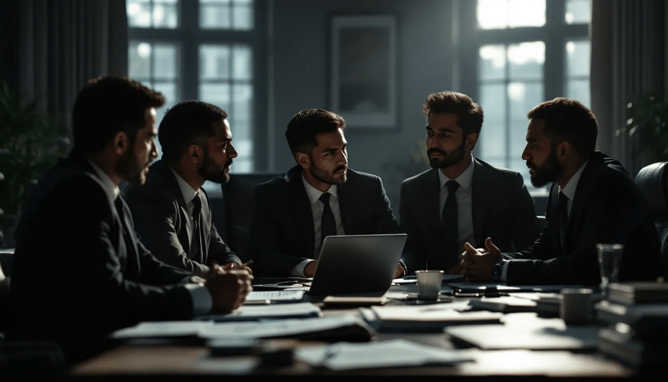 A team of lawyers from Sandhu Law PLLC discussing a case.
