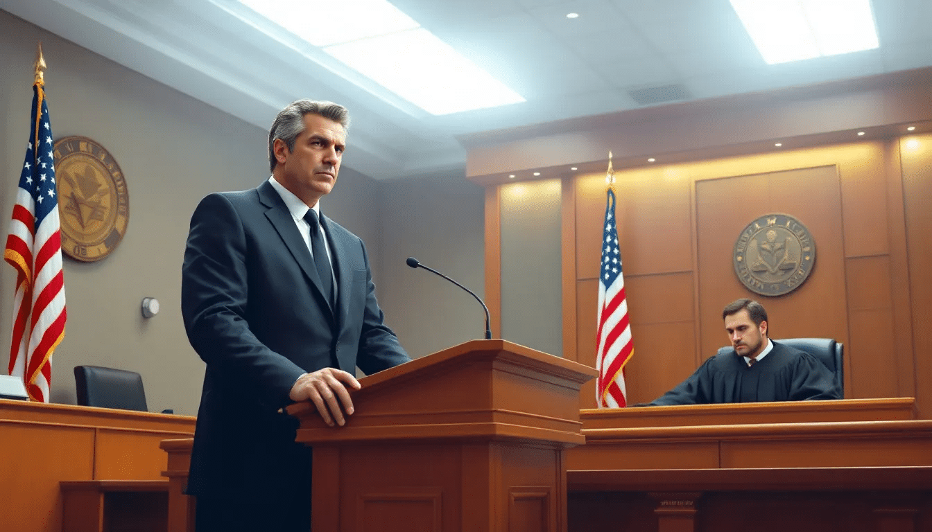 A courtroom scene highlighting the importance of having a traffic ticket lawyer.