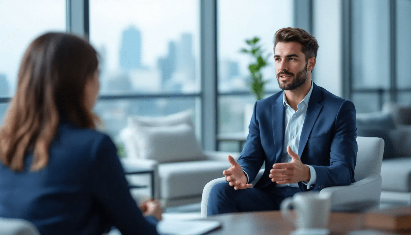 A Durham driver's license reinstatement attorney discussing options with a client.