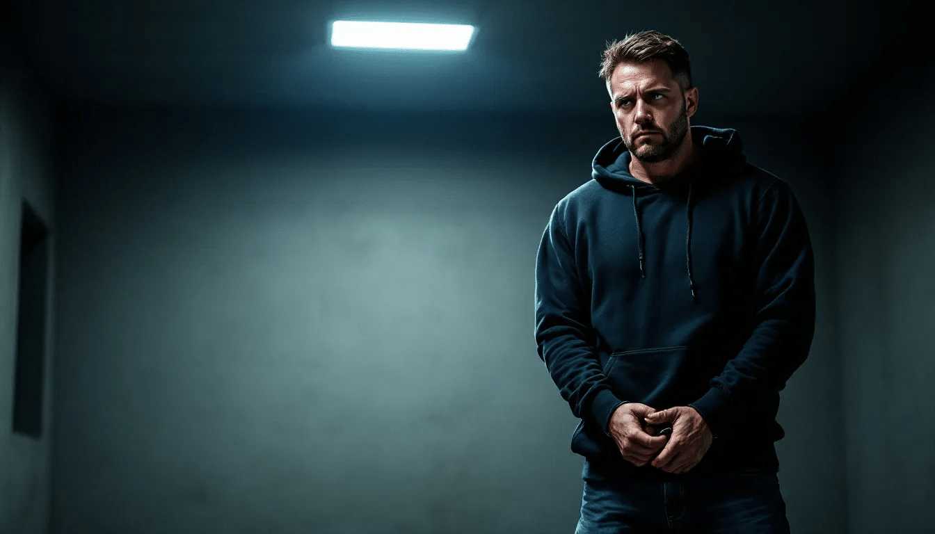 A person looking worried while being handcuffed, representing the arrest for drug trafficking.