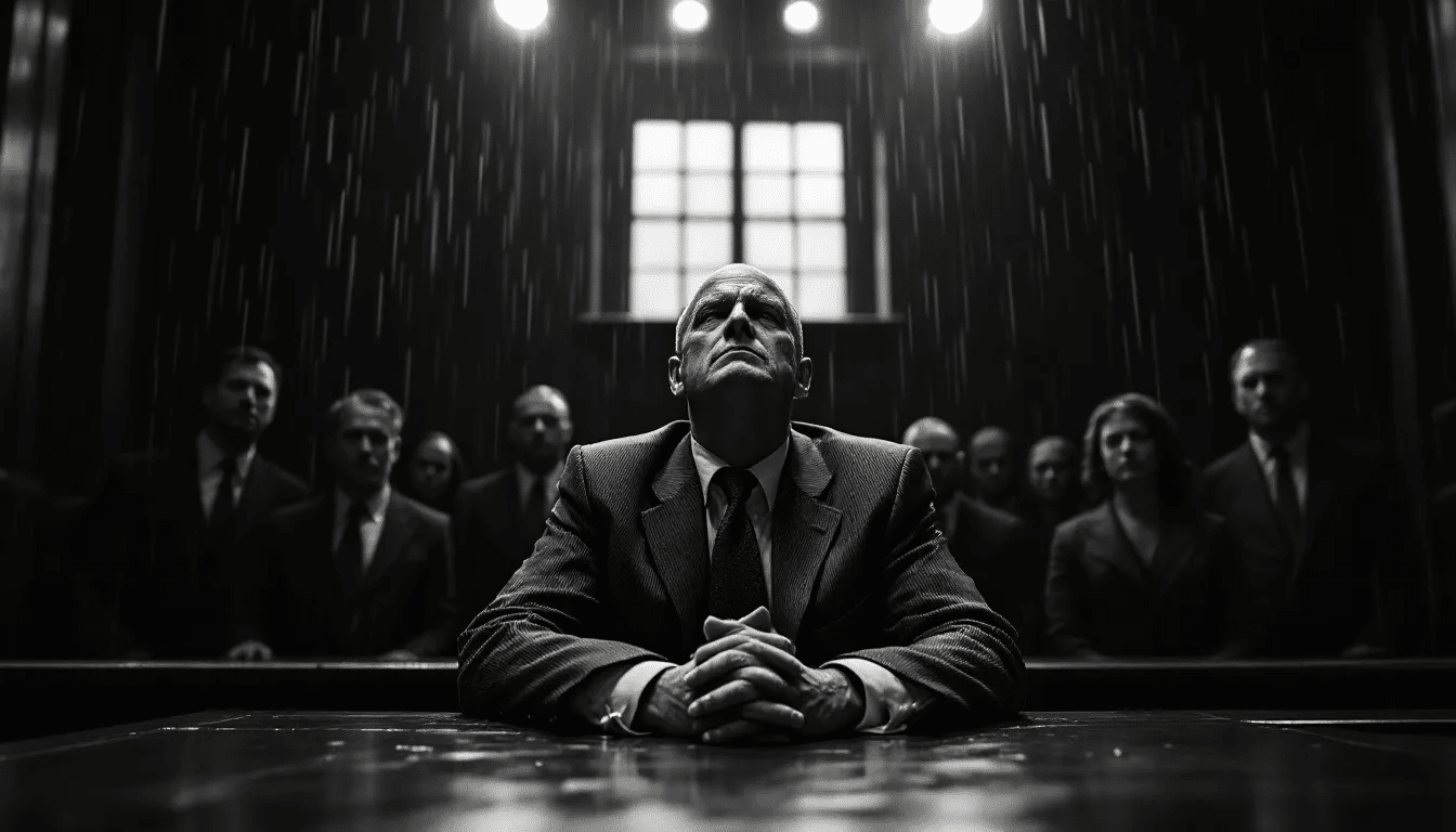 A blurred image of a courtroom scene highlighting the consequences of larceny convictions.